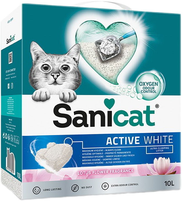 SANICAT Nisip igienic pentru pisici Active White Lotus Flower 10L/8,5kg - Maxi-Pet.ro