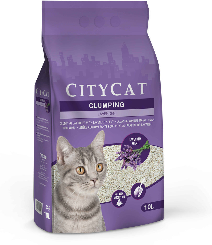 CITYCAT Clumping Lavender, nisip cu aroma de lavanda 10L/8,5kg 