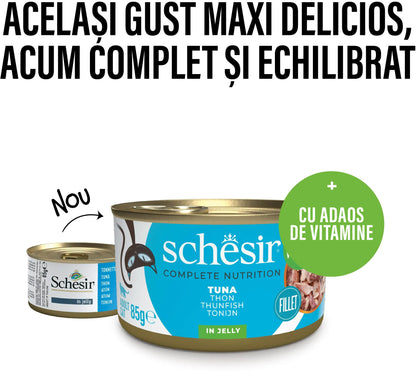 SCHESIR Conservă pentru pisici, cu Ton, în jeleu 85g