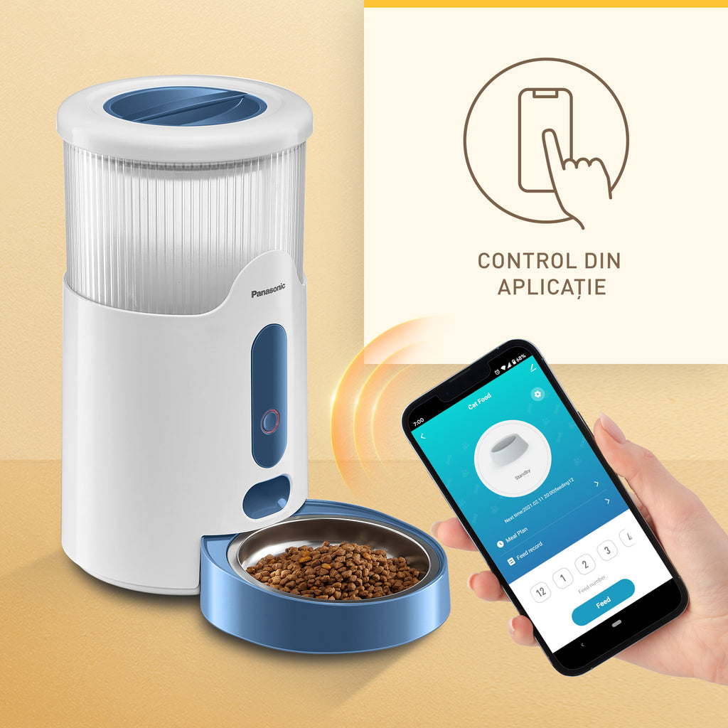 PANASONIC Hrănitor automat smart pt câini şi pisici, aplicaţie mobilă, WiFi,2,8L - Maxi-Pet.ro