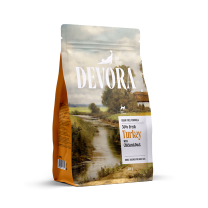 DEVORA GRAIN-FREE CAT ADULT CURCAN SI RATA 400G