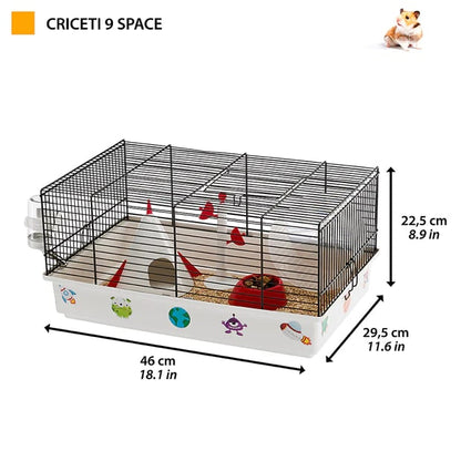 FERPLAST Cuşcă pentru hamsteri CRICETI 9 Spaţiu, Negru, 46x29,5x23 cm