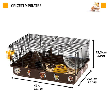 FERPLAST Cuşcă pentru hamsteri CRICETI 9 Piraţi, Negru, 46x29,5x23cm