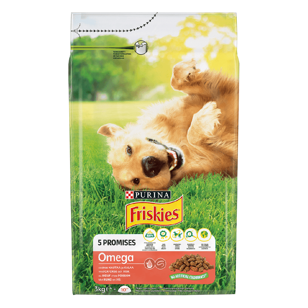 FRISKIES OMEGA pentru câini Adulţi, cu VItă şi Peşte 3kg - Maxi-Pet.ro