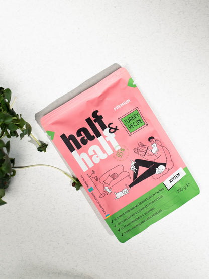 HALF&HALF plic KITTEN, bucăţi de Curcan în jeleu 100g