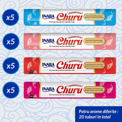 INABA CHURU Recompensă pentru pisici, Varietăţi cu Ton, 20 plicuri x14g