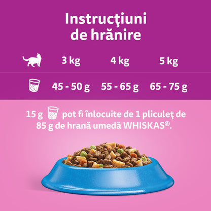 WHISKAS Hrană uscată pentru pisici adulte, cu Ton 1,4kg