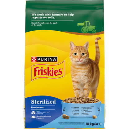 FRISKIES Hrană uscată pentru pisici STERILIZATE, cu Somon şi Legume