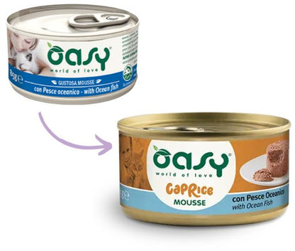 OASY CAPRICE Conservă pentru pisici, Mousse cu Peşte oceanic 85g