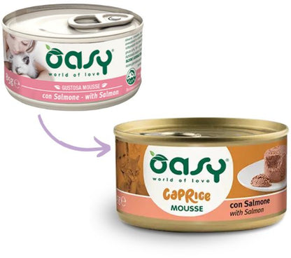 OASY CAPRICE Conservă pentru pisici, Mousse cu Somon 85g