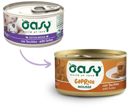 OASY CAPRICE Conservă pentru pisici, Mousse Curcan 85g
