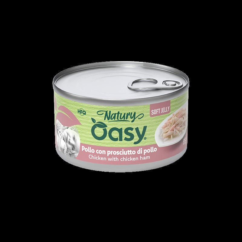 OASY Natury Conservă pentru pisici, cu Pui şi şuncă de pui, în jeleu 150g