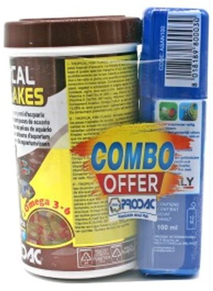 PRODAC COMBO Tropical Hrană pentru peşti tropicali,fulgi 250ml + Aquasana 100 ml