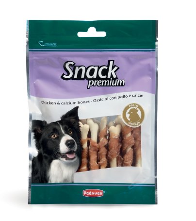 Recompense pentru caini Padovan Snack Premium Bones cu pui si calciu 100 g - Animax