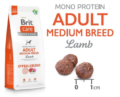 BRIT CARE Hypoallergenic Adult Medium Breed, cu Miel şi Orez