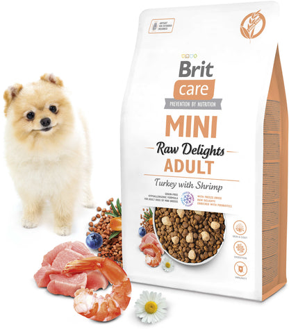 BRIT CARE Mini Freeze-Dried Raw Delights, Adult, Curcan şi Creveţi 2kg