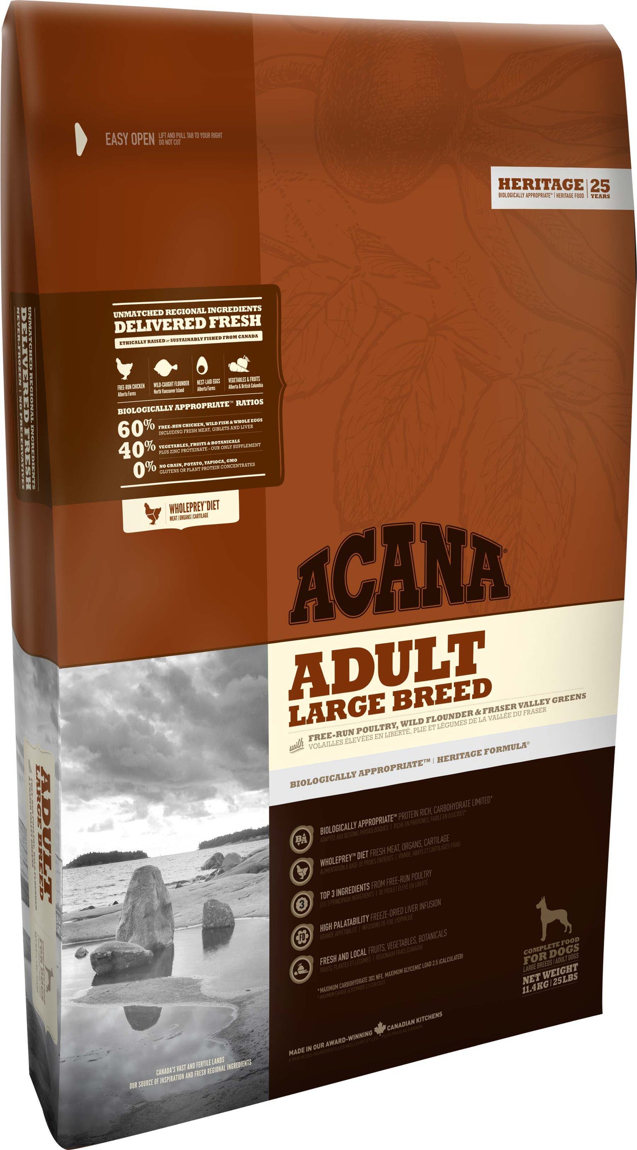 ACANA Heritage Adult Large Breed, hrana uscata pentru caini de talie mare, 17kg