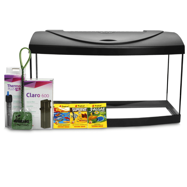 Acvariu din sticla cu LED Diversa 60 CURB Negru 60X30X30cm - Animax