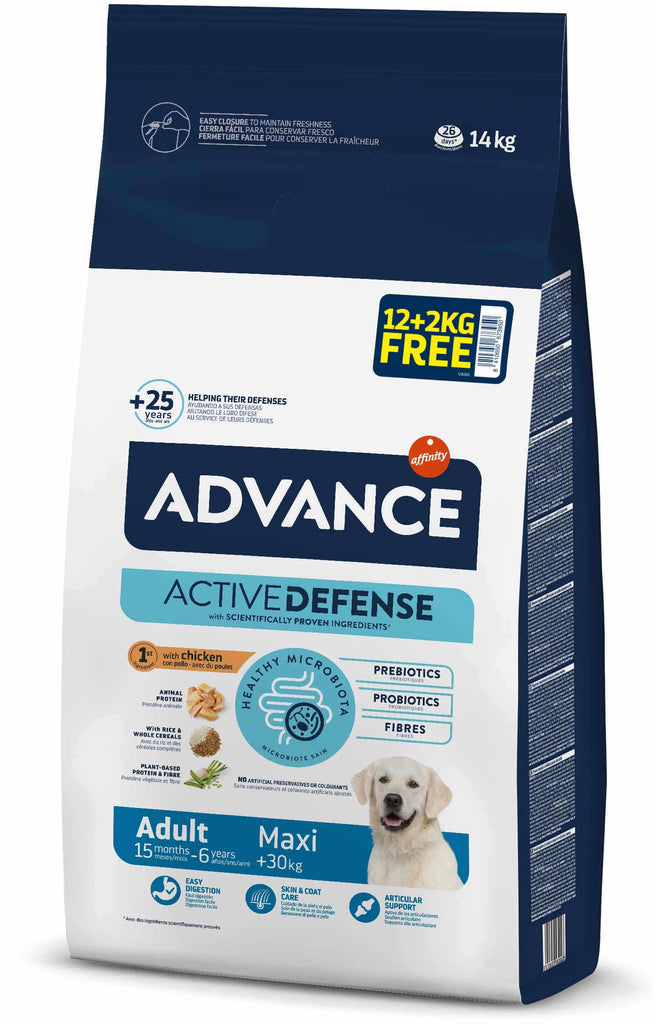 ADVANCE Maxi, Pui si orez, 12kg + 2kg GRATIS