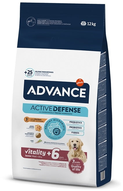 ADVANCE Maxi Senior Vitality +6 ani, Pui si orez, 12kg