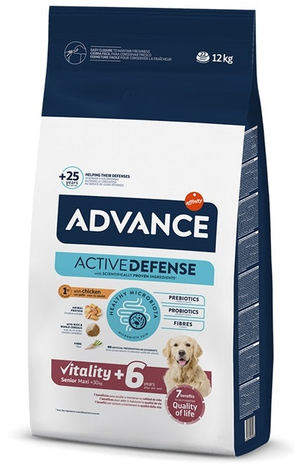 ADVANCE Maxi Senior Vitality +6 ani, Pui şi orez, 12kg