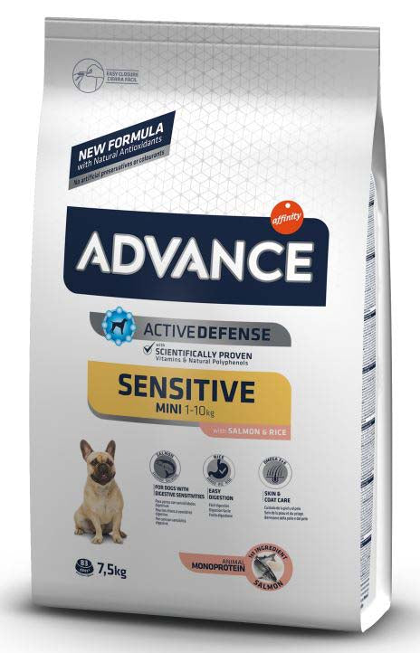 ADVANCE Mini Sensitive, Somon si orez, 7,5kg