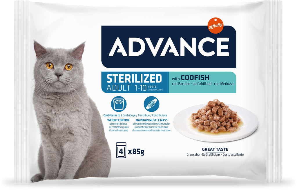 ADVANCE Plic MULTIPACK pentru pisici Sterile, Cod 4x85g