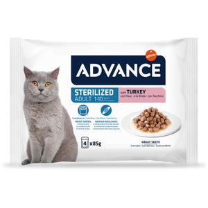 ADVANCE Plic MULTIPACK pentru pisici Sterile, Curcan 4x85g