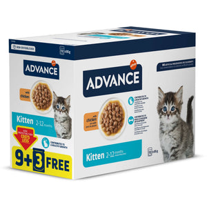 ADVANCE Plic MULTIPACK pentru pisicute, cu Pui 12x85g 9+3 GRATIS