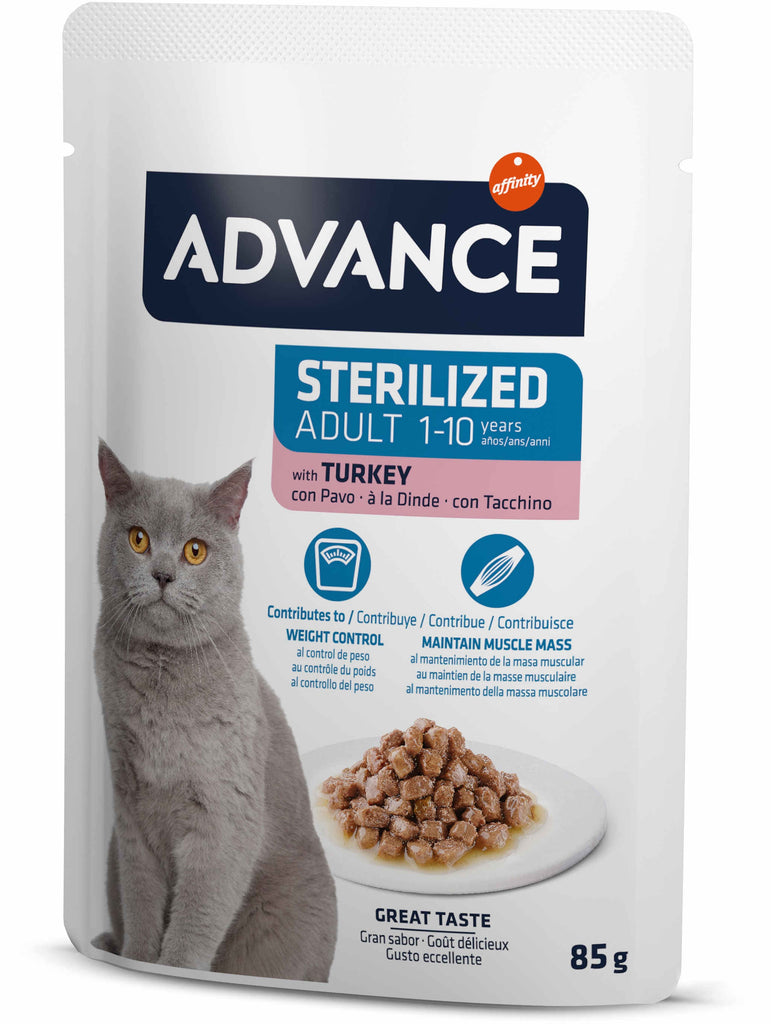 ADVANCE Plic pentru pisici Sterile, Curcan 85g 