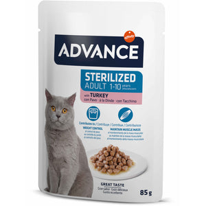 ADVANCE Plic pentru pisici Sterile, Curcan 85g 