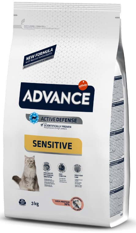 ADVANCE Sensitive Somon şi orez, Hr. pentru pisici adulte sensibile