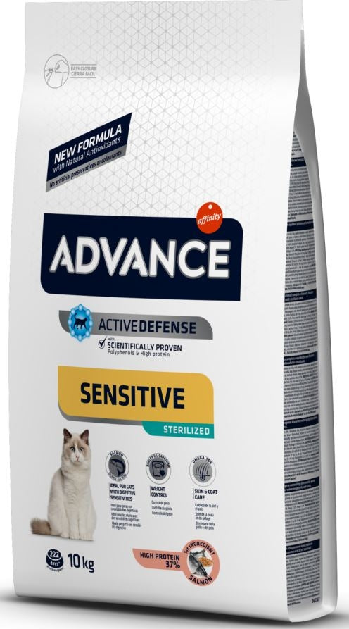 ADVANCE Sterilized Sensitive pentru pisici sterilizate sensibile, cu Somon 10kg