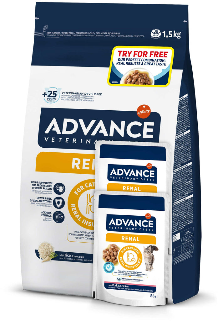 ADVANCE VD Renal, pt pisici cu insuficienta renala, 1,5kg + 2 Plicuri GRATIS