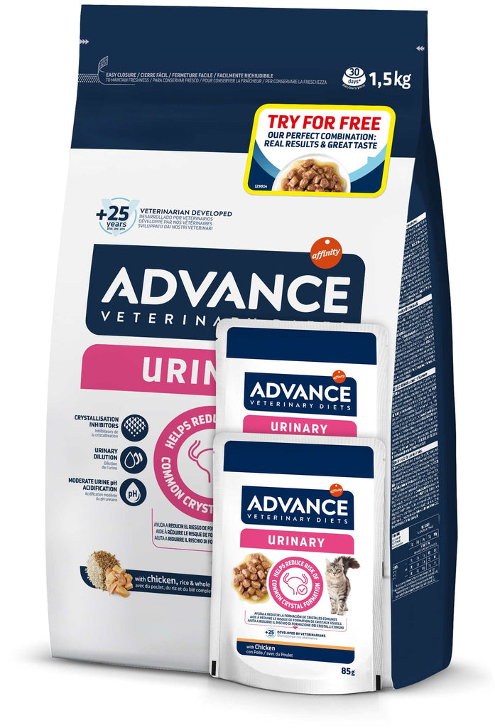 ADVANCE VD Urinary, pentru pisici cu probleme urinare 1,5kg + 2 Plicuri GRATIS