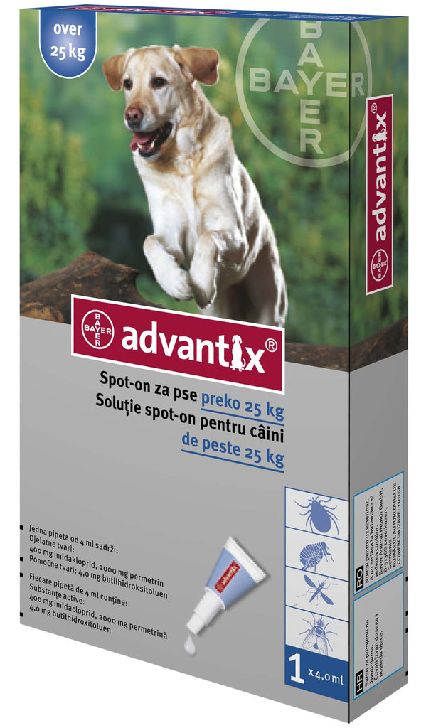 ADVANTIX 400 Monopipeta impotriva puricilor si capuselor pt caini 25kg-40kg, 4ml