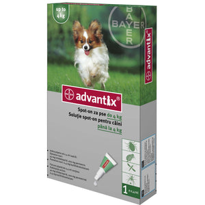 ADVANTIX 40 Monopipeta impotriva puricilor si capuselor pt caini 0-4kg, 0,4ml