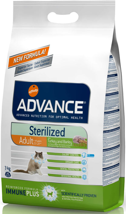 AFFINITY ADVANCE Sterilized - Hrana uscata pentru pisici, cu Curcan si orz, 3kg