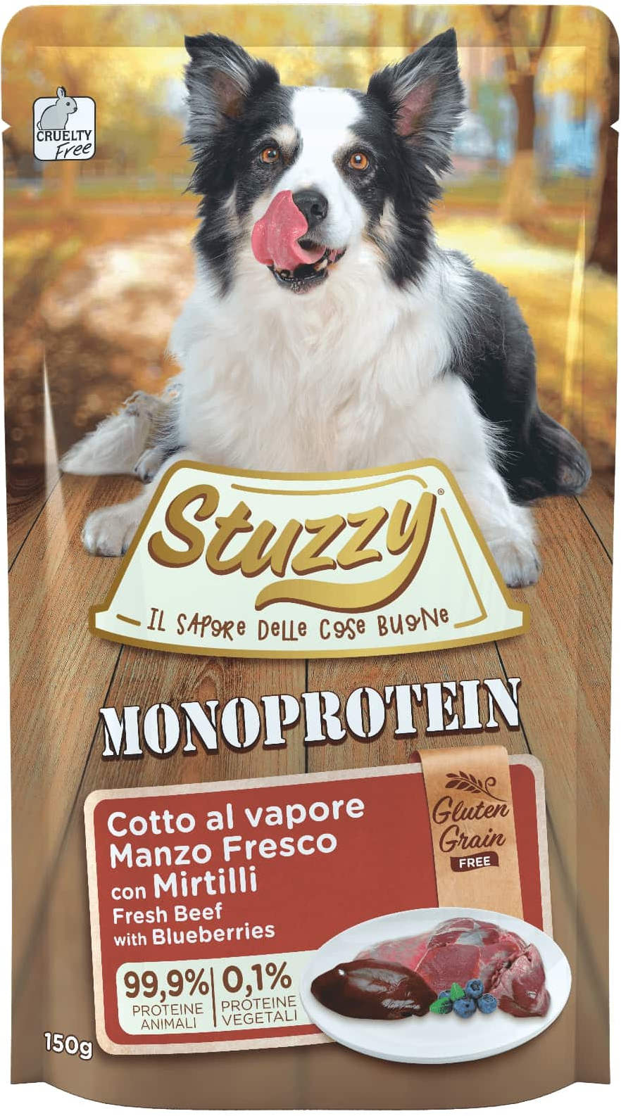 STUZZY Plic monoproteic hrana umeda pt. caini, cu Vita/Afine, FARA GLUTEN 150g