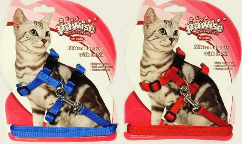 PAWISE Ham şi lesă pentru pisicuţe Kitten, Roşu/Albastru, 120cm - Maxi-Pet.ro