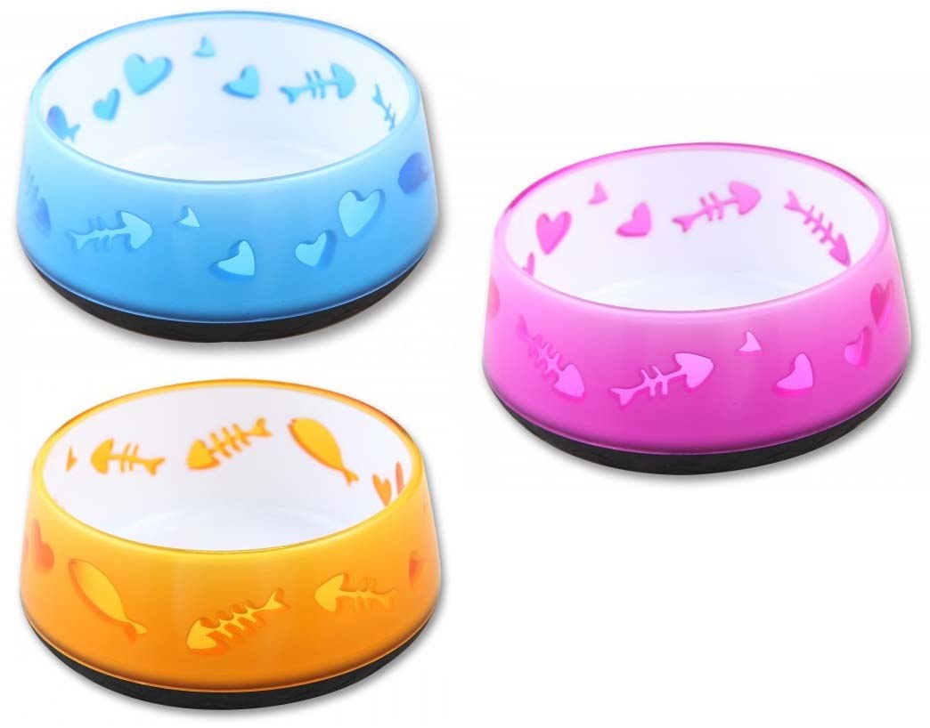 ALL FOR PAWS Bol pentru pisici, desen pesti si inimioare 12x12x5cm