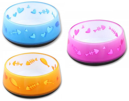 ALL FOR PAWS Bol pentru pisici, desen pesti si inimioare 12x12x5cm
