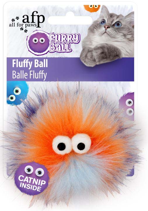 ALL FOR PAWS Furry Ball Jucărie pt pisici Minge Fluffy, Portocaliu - Maxi-Pet.ro