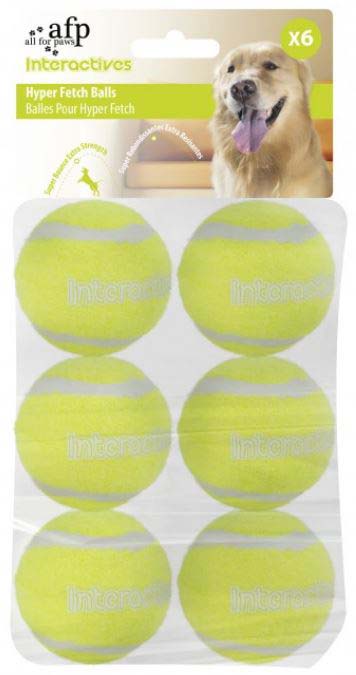 ALL FOR PAWS Interactive Jucarie ptr caini Super Bounce mingi tenis, Verde,6buc