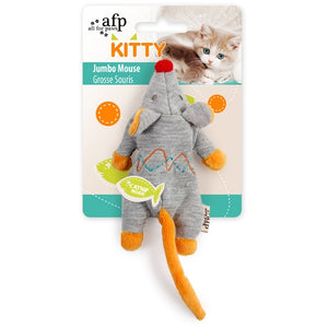 ALL FOR PAWS Kitty Jucarie ptr.pisici, soarece cu iarba pisicii, Gri, 20x8x4.5cm