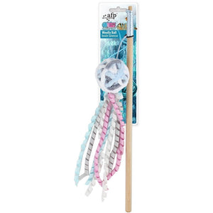 ALL FOR PAWS Knotty Habit Bagheta jucarie pt pisici, Minge cu panglici, Albastru