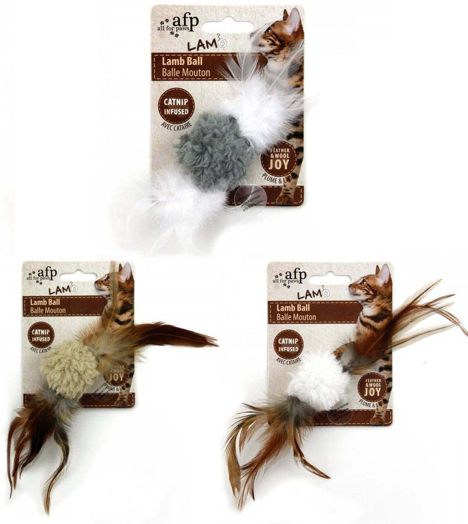 ALL FOR PAWS Lamb Jucarie cu iarba pisicii Minge lana, diverse culori, 5x5x3cm