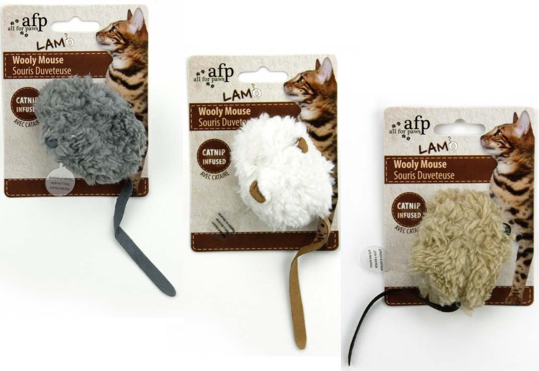 ALL FOR PAWS Lamb Jucarie cu iarba pisicii Soricel lana cu sunet, diverse culori