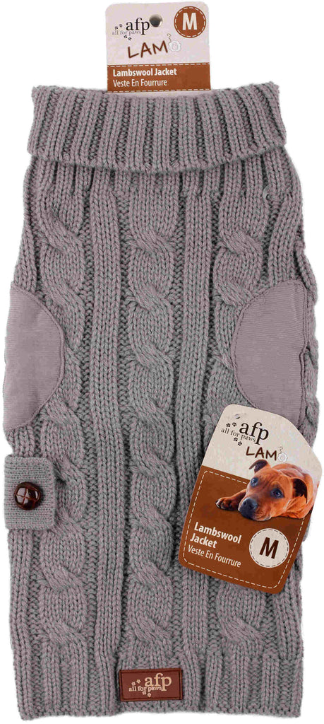 ALL FOR PAWS LAMBSWOOL Pulover tricotat pentru câini, Gri - Maxi-Pet.ro