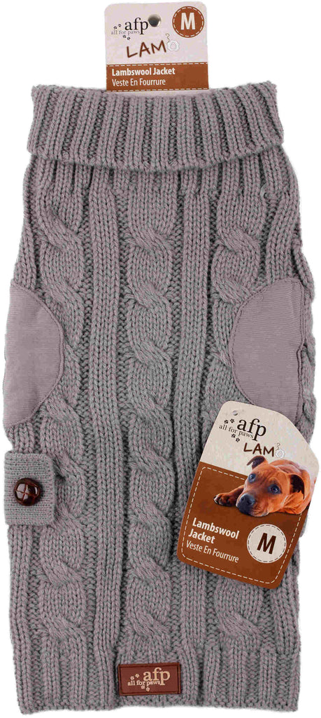 ALL FOR PAWS LAMBSWOOL Pulover tricotat pentru caini, Gri